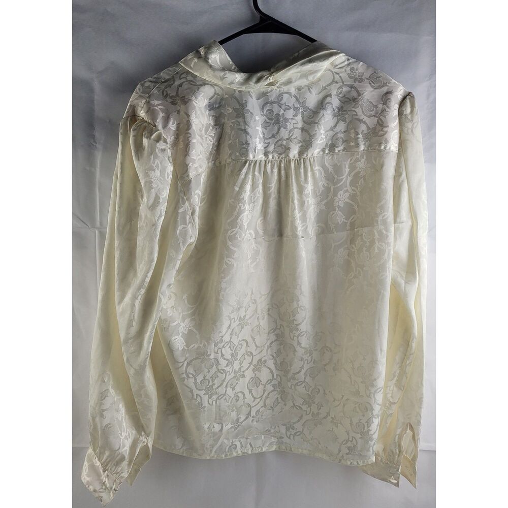 Vintage Laura & Jayne Collection cream jacquard blouse Sz 12 - Picture 2 of 5